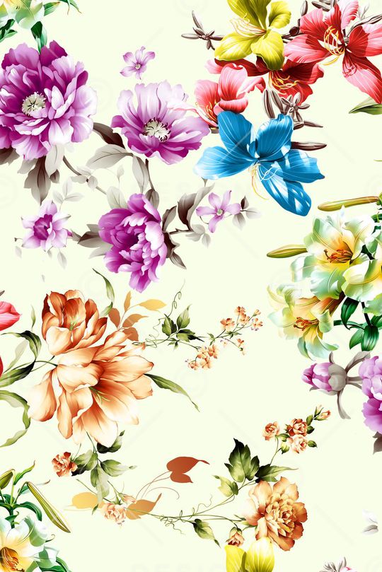 手绘 大花绘 组合印花华亿平台图片