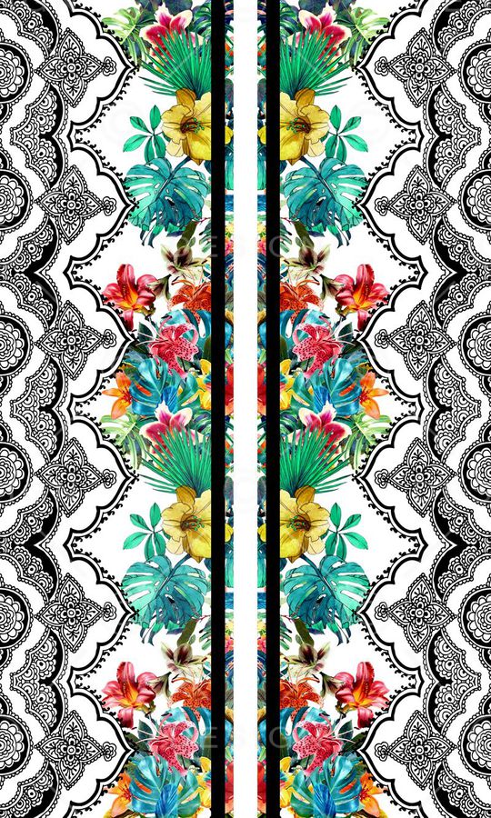 水彩花卉印花华亿平台图片