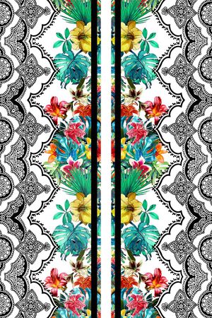 水彩花卉印花华亿平台图片