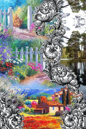 定位抽象巴洛克风景印花华亿平台图片