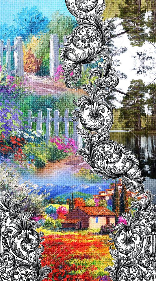 定位抽象巴洛克风景印花华亿平台图片