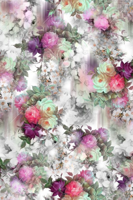 模糊效果花卉印花华亿平台图片