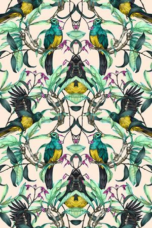 花鸟印花华亿平台图片