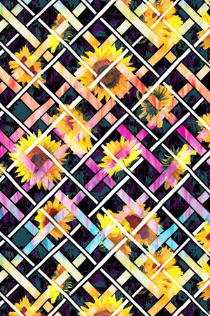 花卉 方格印花华亿平台图片