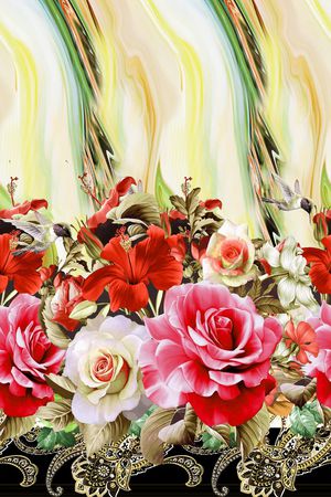 花卉印花华亿平台图片