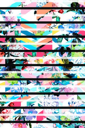 花卉组合印花华亿平台图片