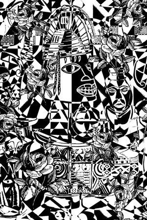 黑白几何印花华亿平台图片