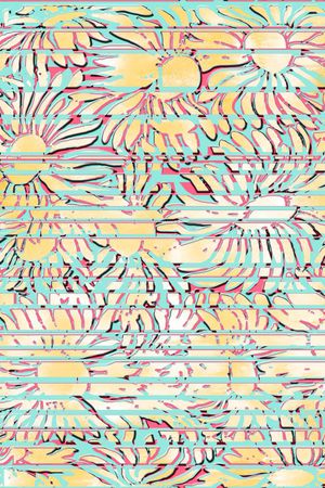 花卉 线条 错位印花华亿平台图片