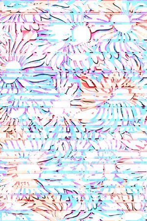 花卉 线条 错位印花华亿平台图片