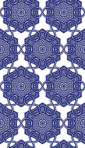 385808-靛蓝蕾丝几何抽象花卉