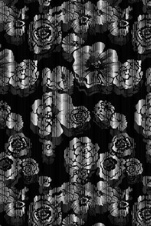 花卉 线条 错位印花华亿平台图片