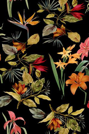 热带植物印花华亿平台图片