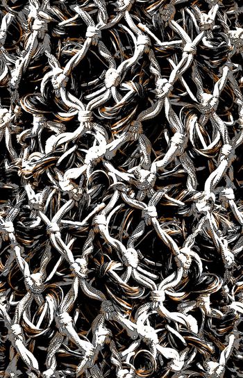 386699-粗犷男装绑绳网格捆绑绳结男短裤卫衣