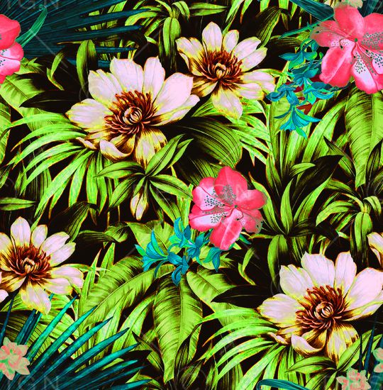 热带 植物印花华亿平台图片