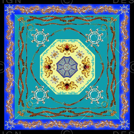 欧式方巾印花华亿平台图片