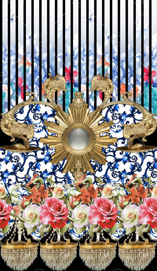 花卉 青花瓷印花华亿平台图片