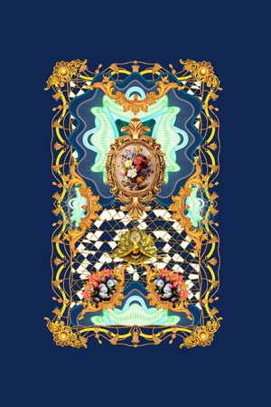 几何线条印花华亿平台图片