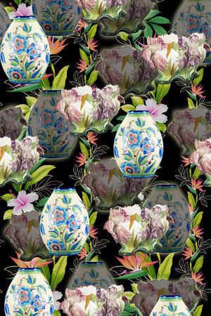 古董 花卉印花华亿平台图片