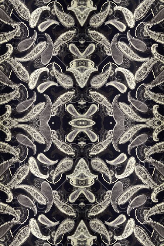 复古黑白水墨腰果花印花华亿平台图片