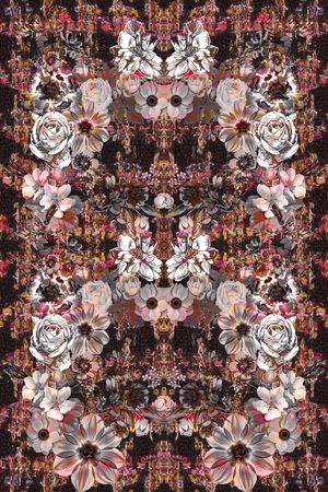 黑白花卉千鸟纹针织底纹印花华亿平台图片