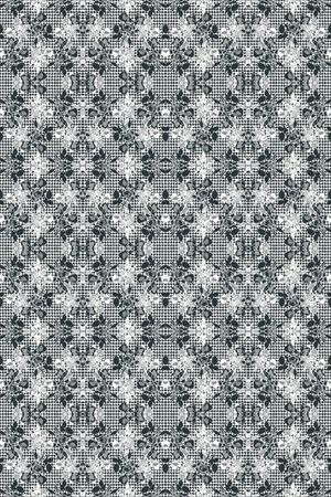 创意千鸟纹波点精细黑白玫瑰花卉印花华亿平台图片