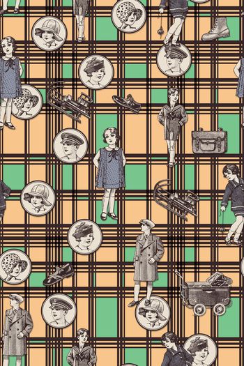 387863-休闲风俏皮风俗印花条纹格子欧美儿童