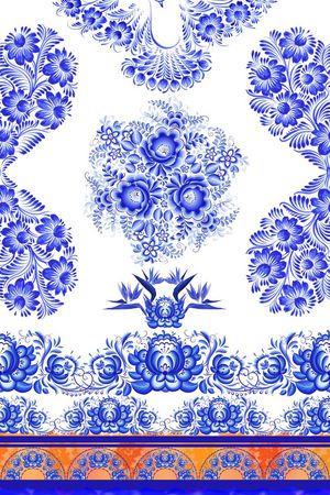 靛蓝花卉印花华亿平台图片