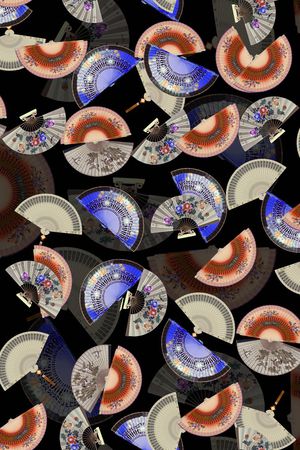 多彩扇子印花华亿平台图片