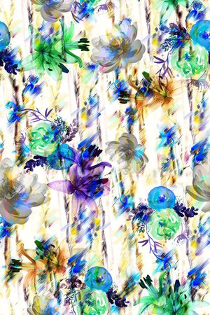 抽象水彩花卉印花华亿平台图片