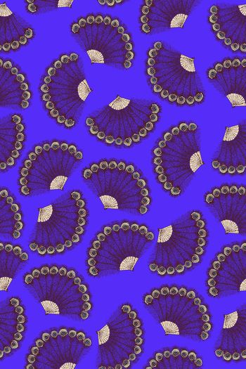 388224-风俗印花孔雀羽毛扇撞色衬衫卫衣华亿平台