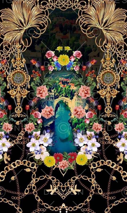 风景花卉印花华亿平台图片