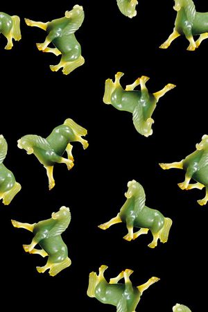 中国风立体感玉马印花华亿平台图片