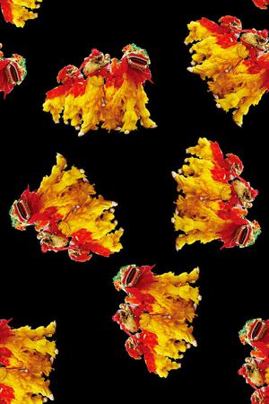 复古男装女装羽绒服文艺跑龙套舞狮子黑底立体感印花华亿平台图片