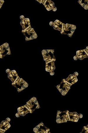 复古男装女装羽绒服文艺雕像铜人立体感金属印花华亿平台图片