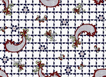 388434-时尚方格 腰果花