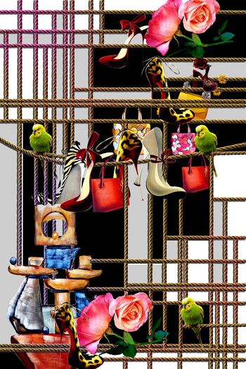 388527-油画质感挂起来的鞋子