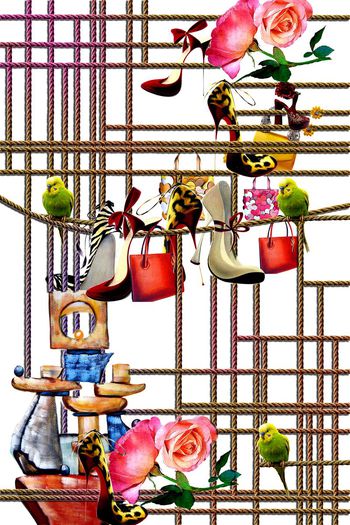 388529-油画质感挂起来的鞋子