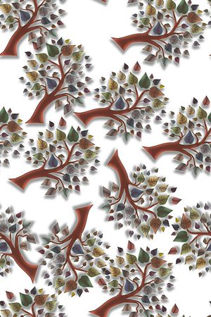 3D立体感阴影手绘小树提花印花华亿平台图片