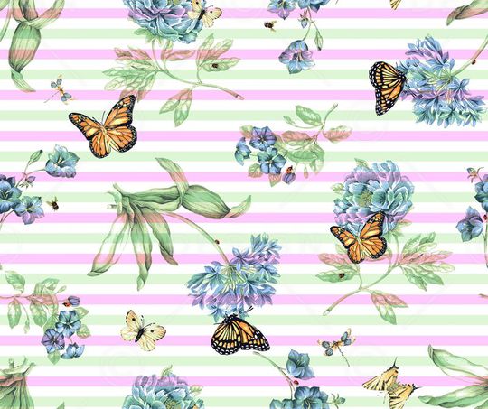 横条蝴蝶印花华亿平台图片