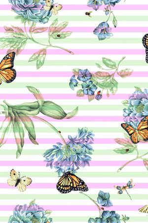 横条蝴蝶印花华亿平台图片