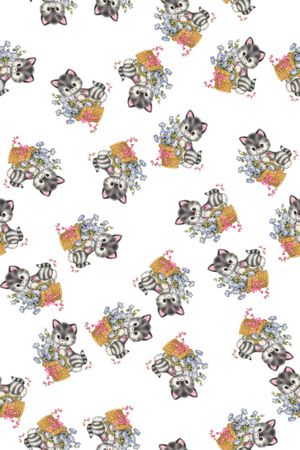 波点风格手绘猫猫印花华亿平台图片