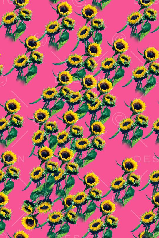 高端手绘向日葵印花华亿平台图片