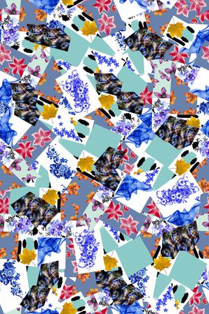 拼接几何印花华亿平台图片