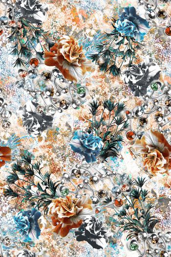 389138-一块红布原创热带植物孔雀叶珠宝花卉