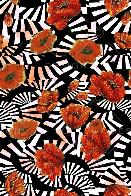 几何花卉印花华亿平台图片