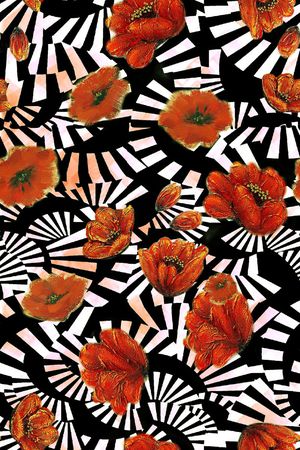 几何花卉印花华亿平台图片