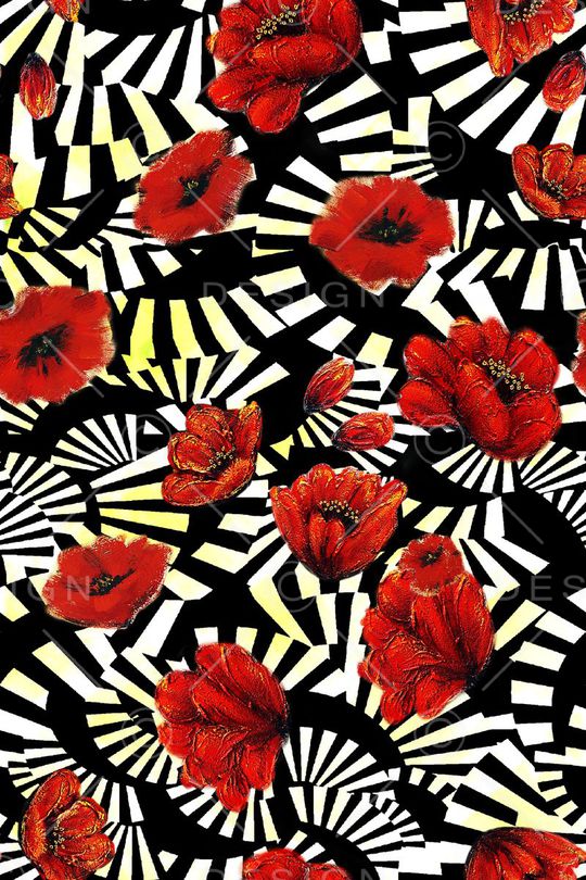 几何花卉印花华亿平台图片