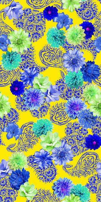 389245-欧式青花瓷风格手绘佩斯利火腿纹腰果