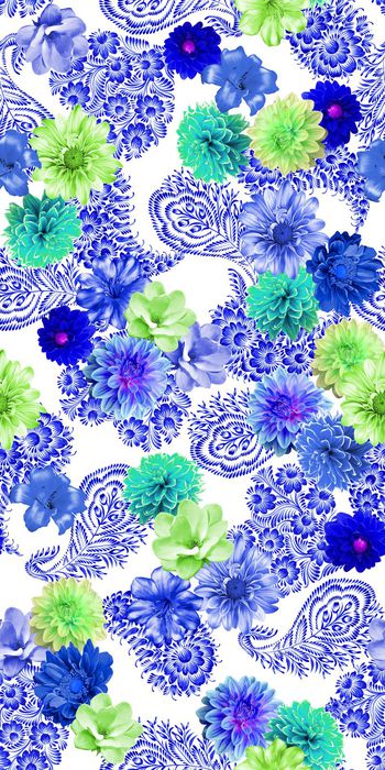 389246-青花瓷佩斯利火花卉