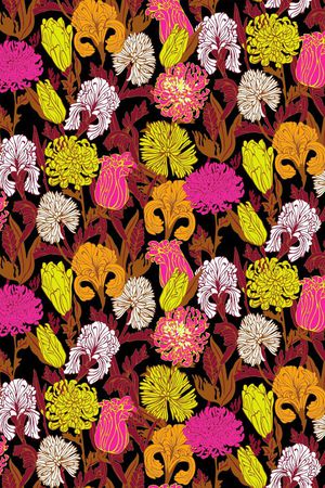 复古花卉印花华亿平台图片